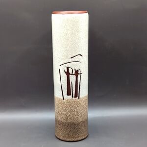 Vintage 1970's Pottery Bud Vase Signed Quebec Mid Century Hand Made Stoneware
